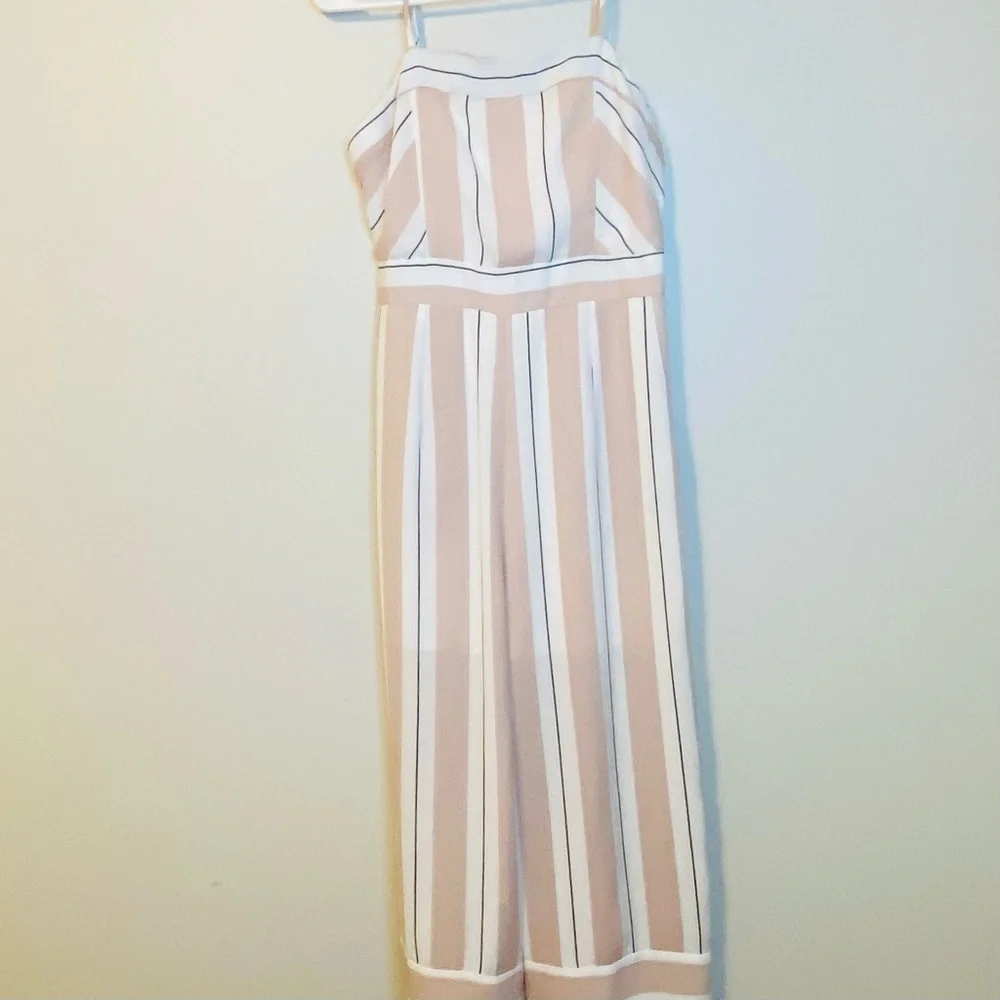 Striped Beige and White Jumpsuit